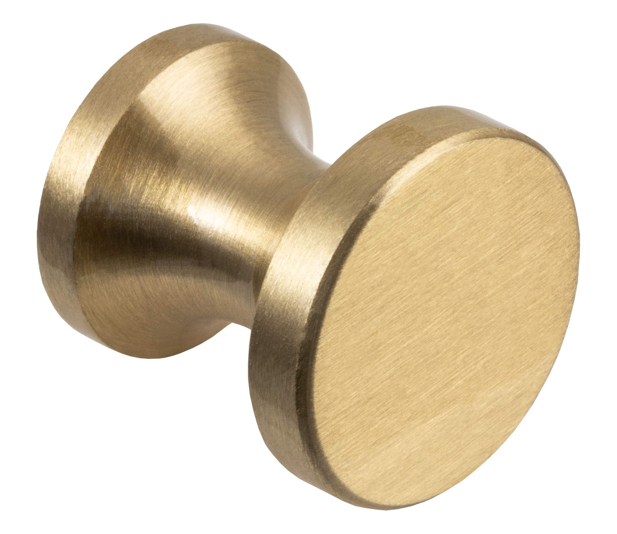 Gedotec Möbelgriff Messing matt gebürstet Schrankknopf Vintage Möbelknopf Antik für Schubladen - H10183 | Tür-Knopf Ø 25 mm | Kommoden-Knopf rund | 10 Stück - Design Knauf Landhaus-Stil mit Schrauben