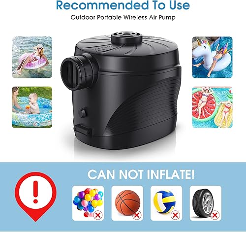 Miniatura 6 de Electric Air Pump for Mattress, Battery Powered Portable Airbed Camping inflatables Paddling Pool Beach Toys, Inflate Deflate air Pumps with 3