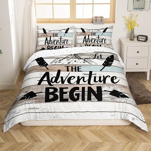 Miniatura 8 de Juego de ropa de cama rústica con temática de campamento para casas rodantes, tamaño King, juego de funda de edredón para niños y adultos, funda de