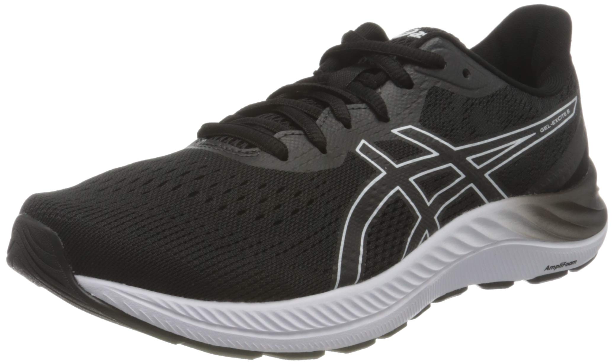 Men's Gel-Excite 8 Running Shoe, Black White, 12 UK