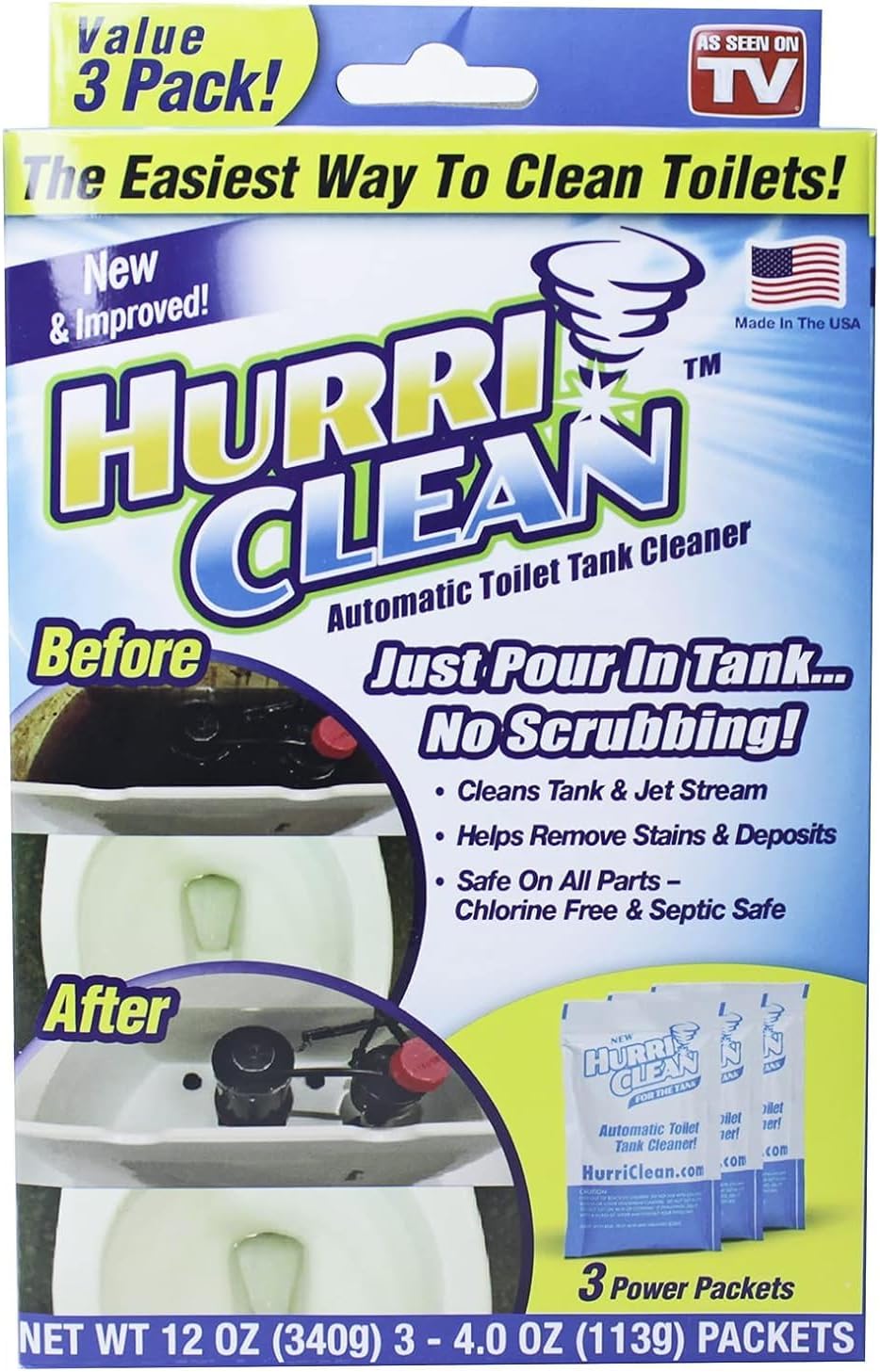 HC-MO48 Deluxe 3-Pack New and Improved Automatic Toilet Tank Cleaner No Scrubbing