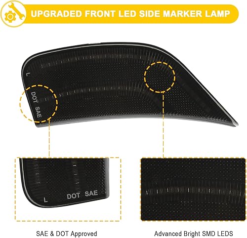 Miniatura 4 de R&F Auto Luces LED Marcadoras Laterales para EscaladeYukonYukonDenaliYukon XLTahoeSuburbanEscalade ESV 2021-2024 Conductor Pasajero Lámpara