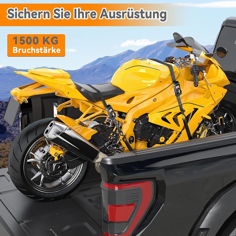 Ohuhu Rögzítő Szíjak Racsnis 4 db 1500 kg Terhelésig Motorkerékpárhoz