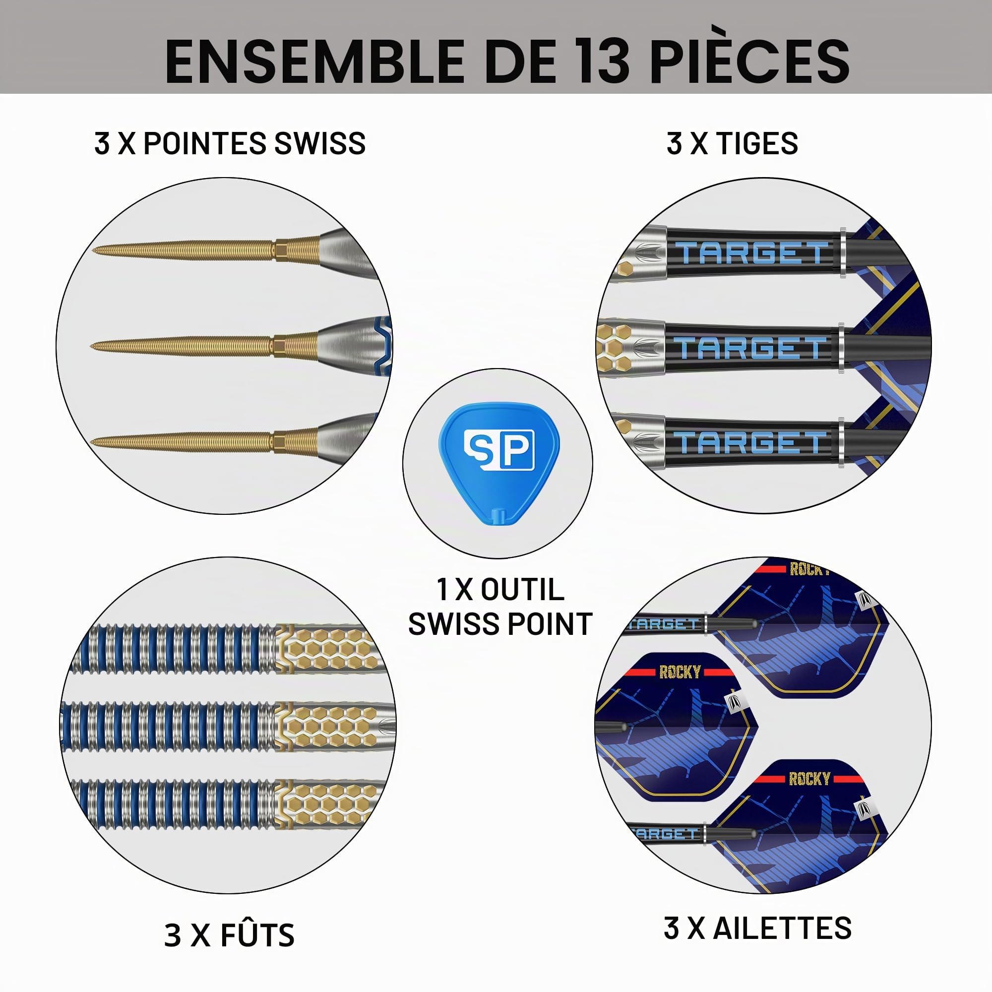 Target Darts Josh Rock Gen 1 Steel Tip Swiss Point Darts, 90% Tungsten Darts, Generation 1, 22G/23G/24G/25G | Jeu de fléchettes à Pointe en Acier, fléchettes de Joueur avec Pointes Swiss Storm Nano