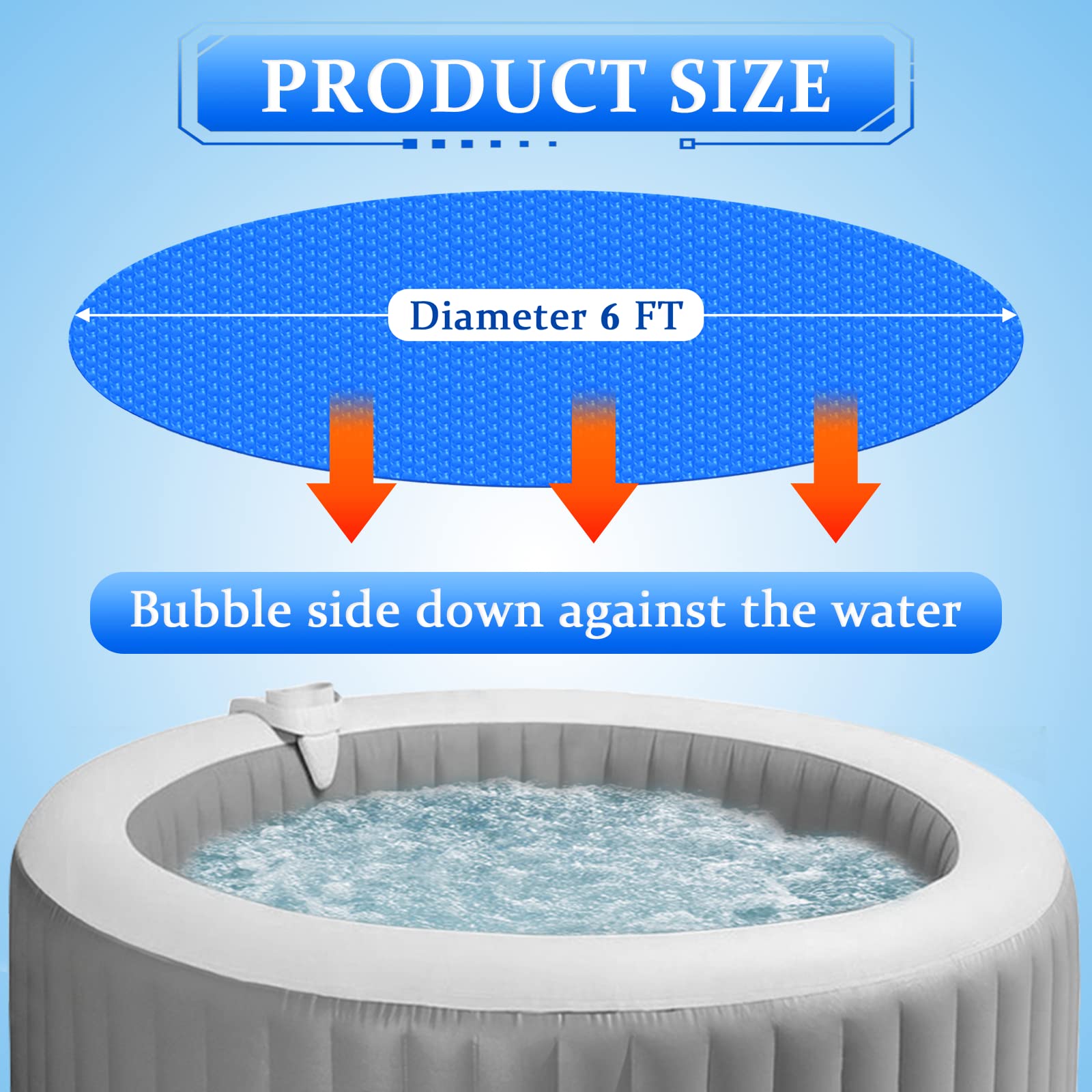 Snapklik.com : KETNET Solar Hot Tub Spa Bubble Cover Blanket For 6 7 Ft ...