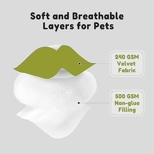 Miniatura 5 de Allisandro Cama impermeable para perro con relleno sin pegamento y parte inferior de silicona antideslizante, color verde hierba, 31.4 x 23.6