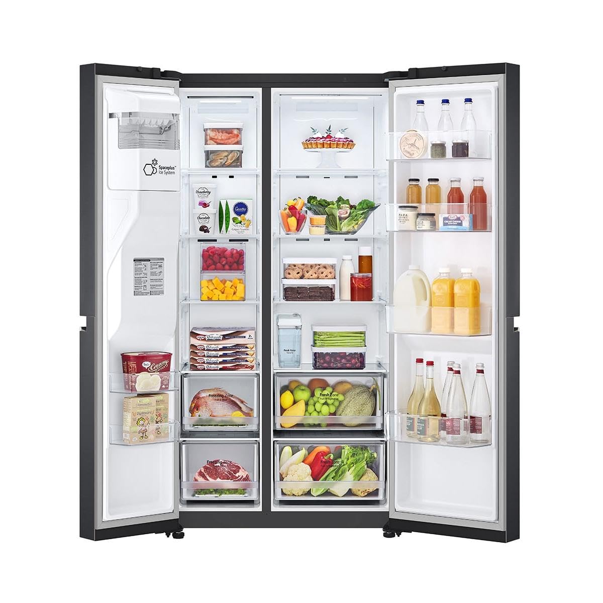 LG GSLV71MCTD Frigorifero Americano Side-by-Side, Classe D, Frigorifero No Frost, 635L, Wi-Fi, Tecnologia Door & Linear Cooling, Dispenser acqua e ghiaccio senza allaccio, Smart Diagnosis, Nero