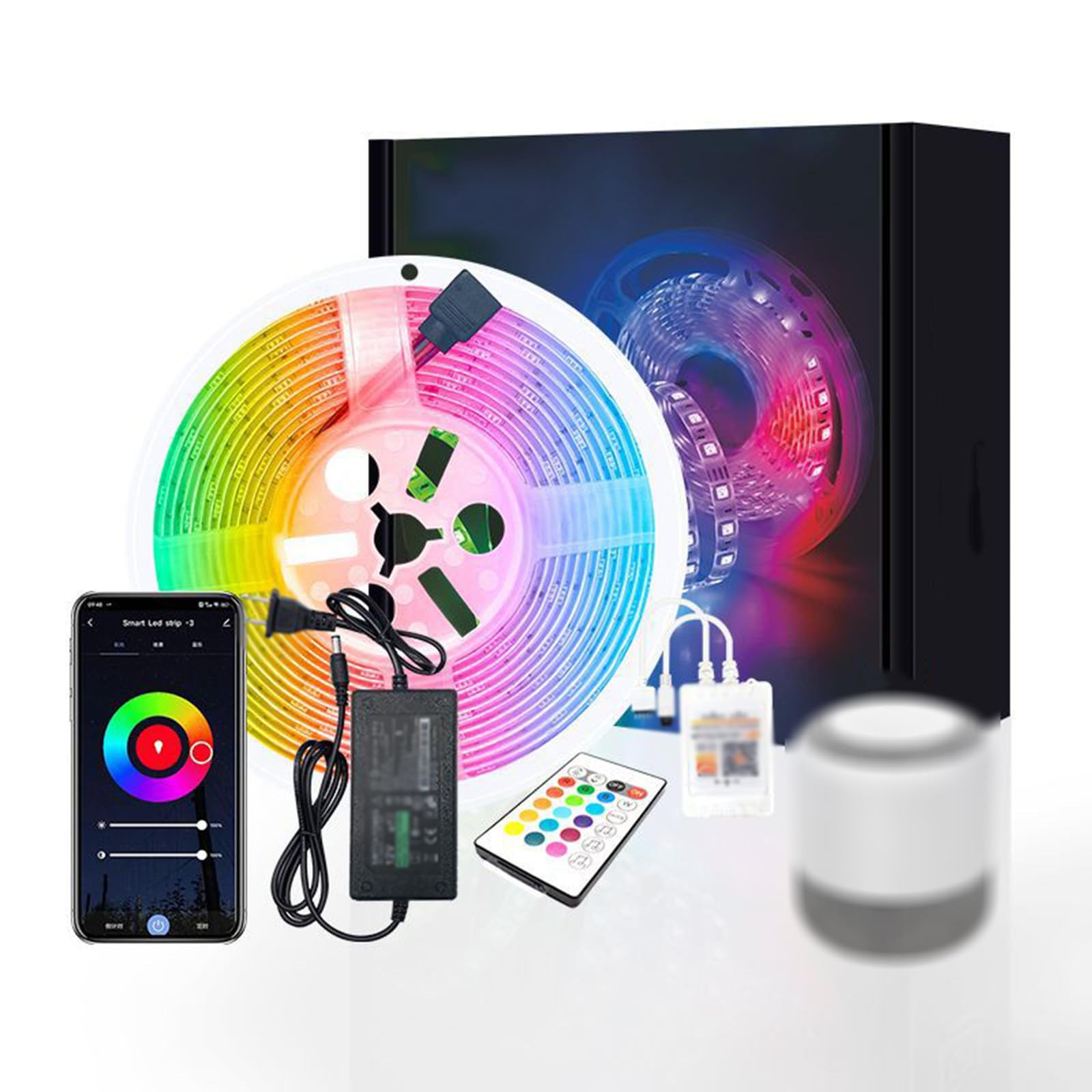 Bande lumineuse LED 24 touches avec télécommande et musique 5050 RVB LED étanche et flexible adaptée à la décoration de la pièce et à l'arrière-plan de la télévision,10M