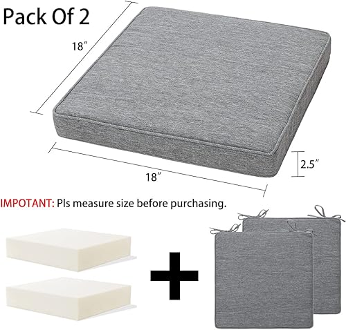 Miniatura 3 de Magpie Fabrics Cojín cuadrado de asiento de esquina de 18 x 18 x 2.5 pulgadas, paquete de 2, resistentes a la intemperie, universal, para patio,