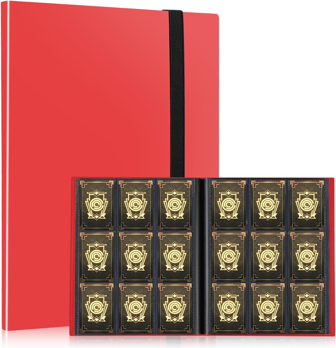 Card Binder, EDUDIIU 9 Pockets Premium Trading Card Binders, Cards Collection Binder Album, Side Loading Yugioh Holder Book for Sport, Football, Baseball Collector - Pink