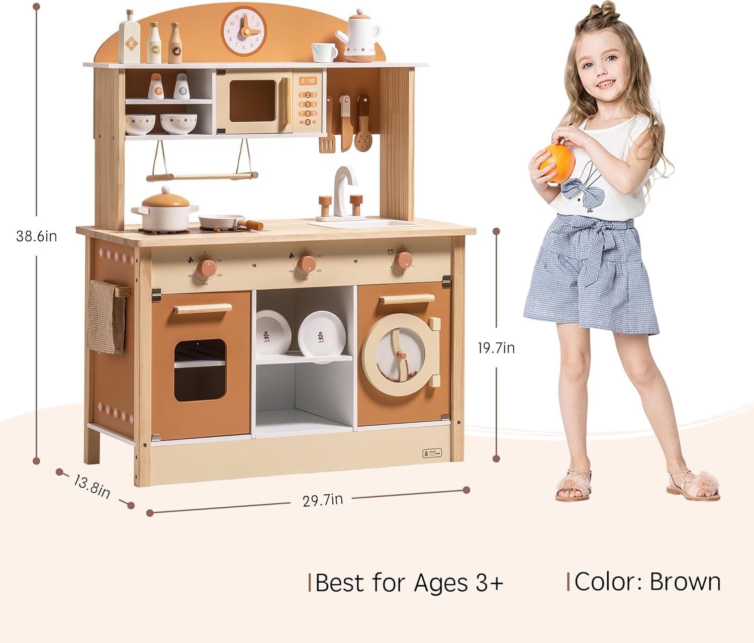 Dimensions of the ROBUD Wooden Play Kitchen