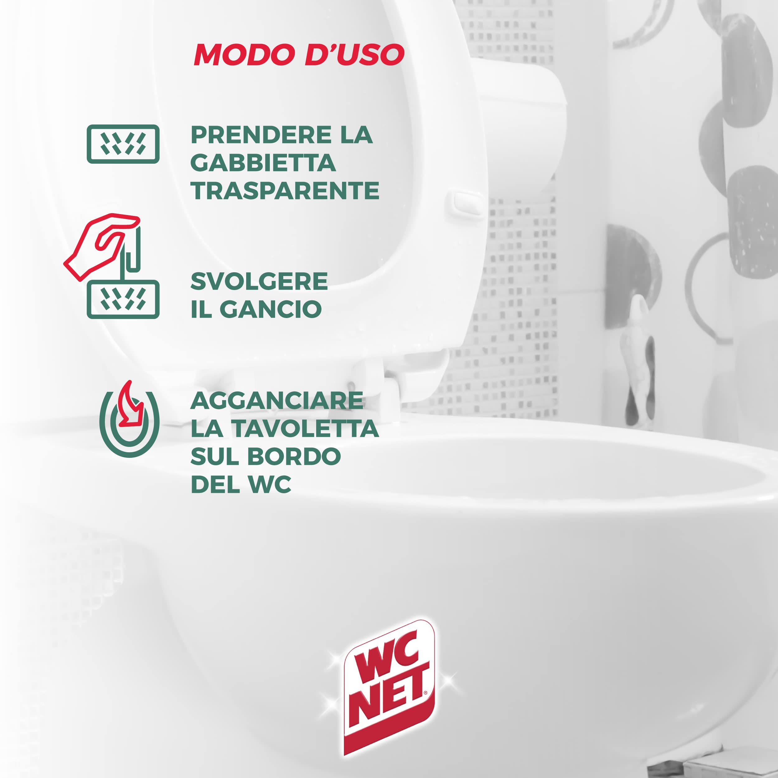 Wc Net - Tavoletta Profumoso 3 Effect, Detergente Igienizzante Solido per WC, Fragranza Lavender Fresh, 4 Pezzi x 12 Confezioni