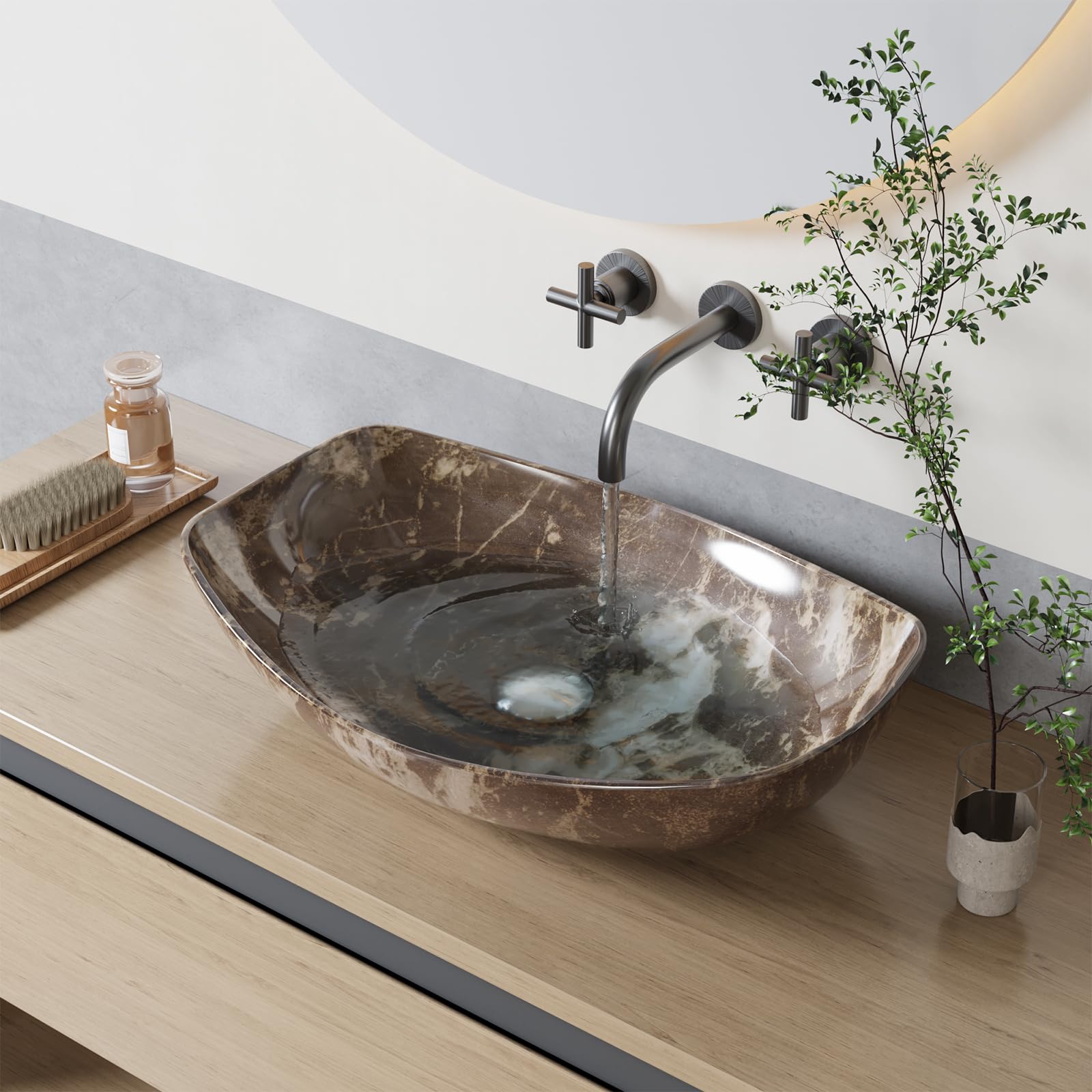 Lavabo de salle de bain MPE-602-MBW vasque à poser rectangulaire