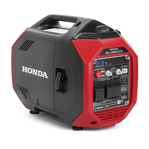 Honda EU3200i 3200 Watt Inverter Generator, Super Quiet 120V Gas Powered Portable Generator for Camping, RV or Home Backup Power Supply, Up to 8.6 Hour Run Time (EU3200IAN)