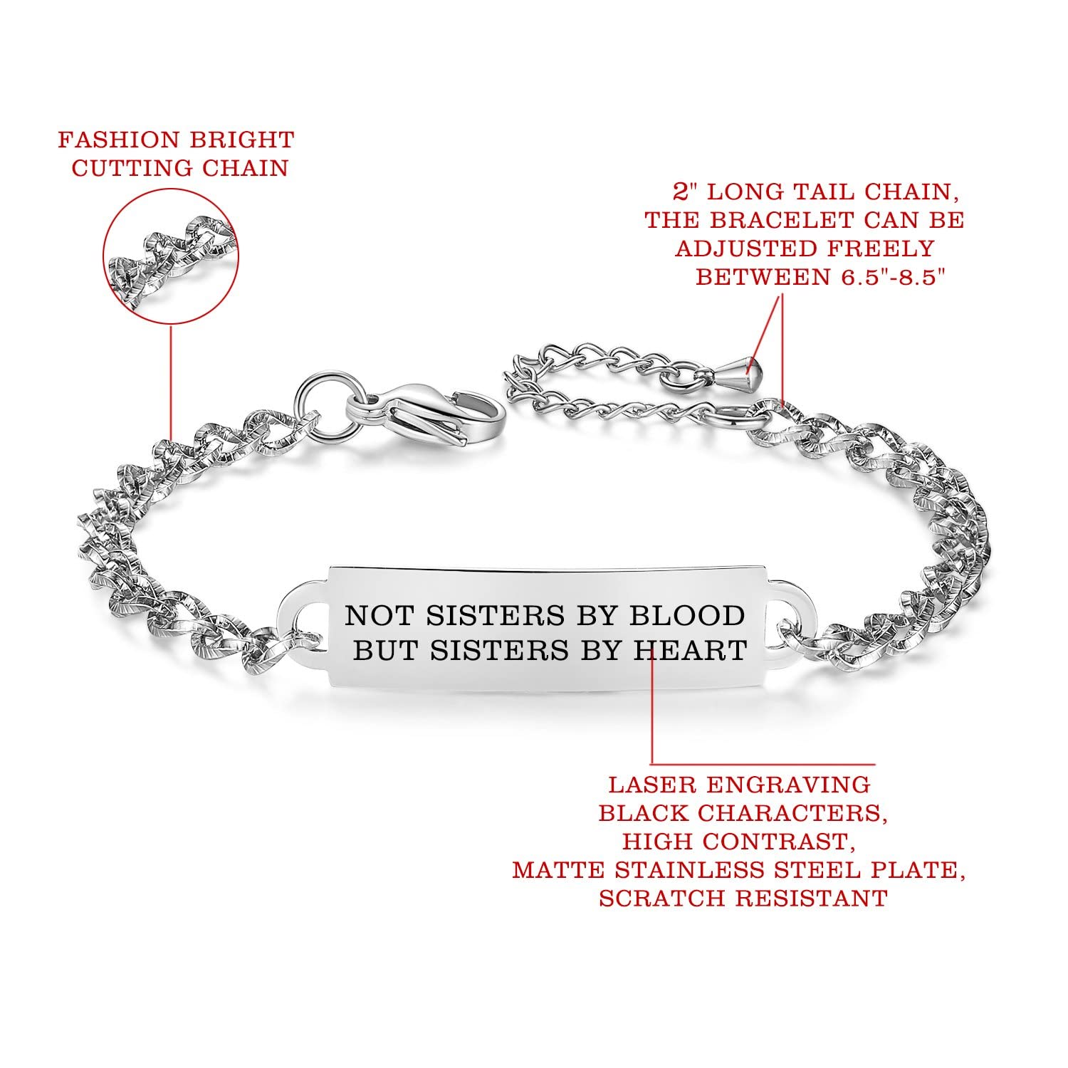 Pulseras de la amistad de acero inoxidable para mejores amigas/hermanas/parejas. Regalo inspirador para celebrar tu vínculo
