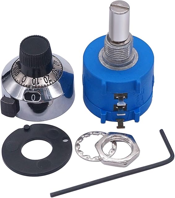 Taiss/10-Turn Rotary Wire Wound Precision Potentiometer, Precision Multi turn Wirewound Potentiometer, 10 Ring Adjustable Resistor Counting Dial Rotary Knob (3590S-2-101L 100 ohm)