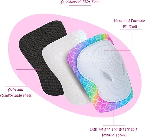 Miniatura 5 de Rodilleras para niños, coderas, muñequeras con bolsa de malla con cordón, juego de equipo de protección 7 en 1 para niñas y niños para patinaje,