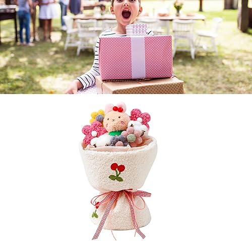 Miniatura 3 de Ramo de felpa de plantas rellenas de flores lindas con luces LED de dibujos animados para cumpleaños, día de San Valentín (A)