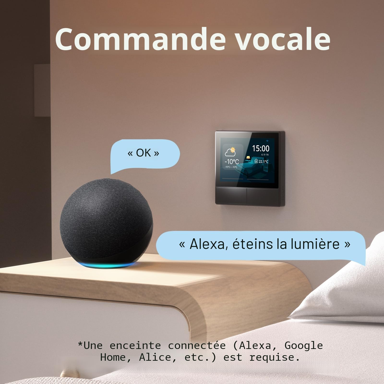 SONOFF NSPanel Interrupteur Mural WiFi (2 Gang), Interrupteur sans Fil, Thermostat sans Fil Domotique, ContrôLe App, ScèNe Intelligente, Compatible avec Alexa/Google Home