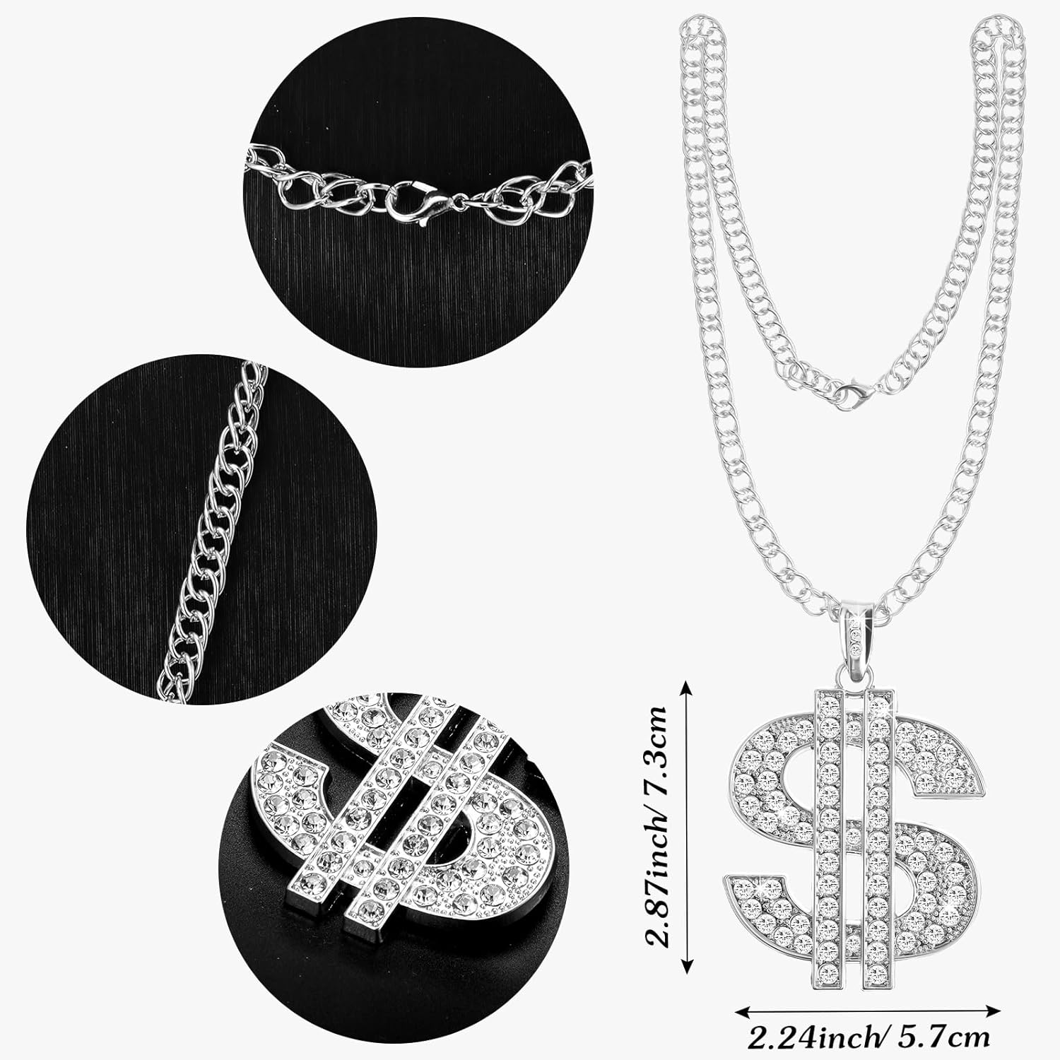 Yahenda 8 Pcs Hip Hop Costume Kit 2000s 80s 90s Rapper Accessories Costume for Men Women Rapper Sunglass Hats Chain and Pens - Image 5