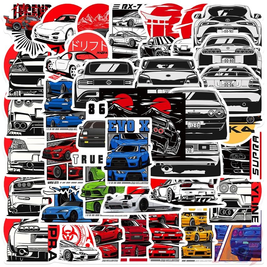 Image of Shivaduti JDM Car Stickers 50PCS - Vinyl Waterproof Decals for Laptop, Water Bottle, Skateboard - Car Enthusiast Stickers