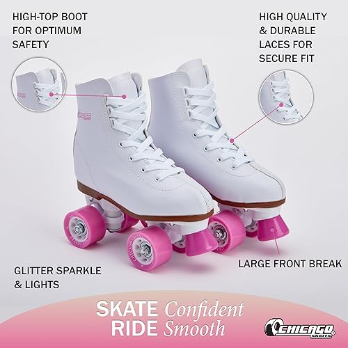 Miniatura 4 de Chicago Rink Patines para niñas y niños – Zapatos de patinaje duraderos para uso en interiores y exteriores con cuello acolchado en el tobillo