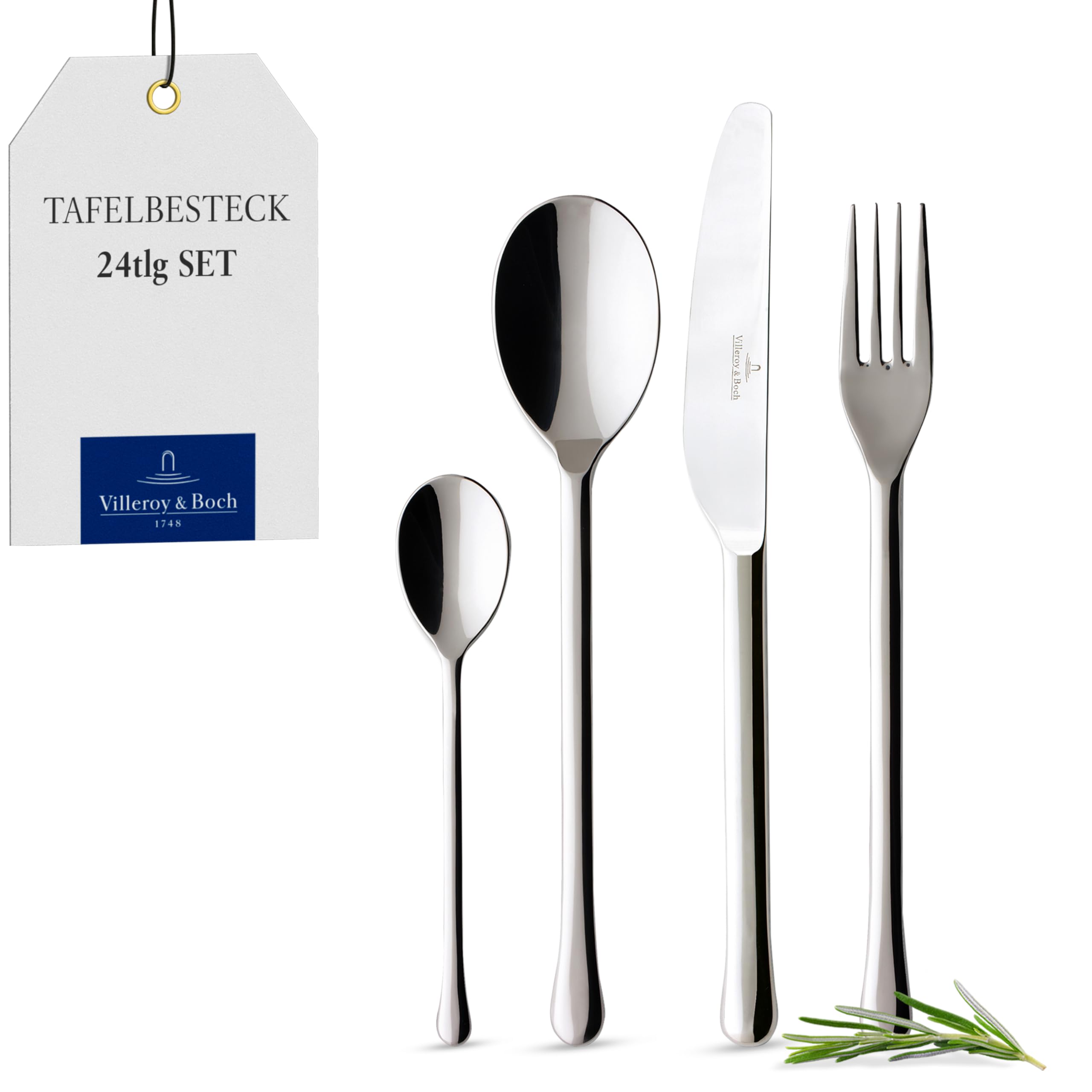 Villeroy & Boch Udine Tafelbesteck für bis zu 6 Personen, 24-teilig, Edelstahl, ., 24tlg.