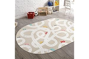 Large Toddler Playroom Rug: 4'x6' Washable Road Rug for Kids