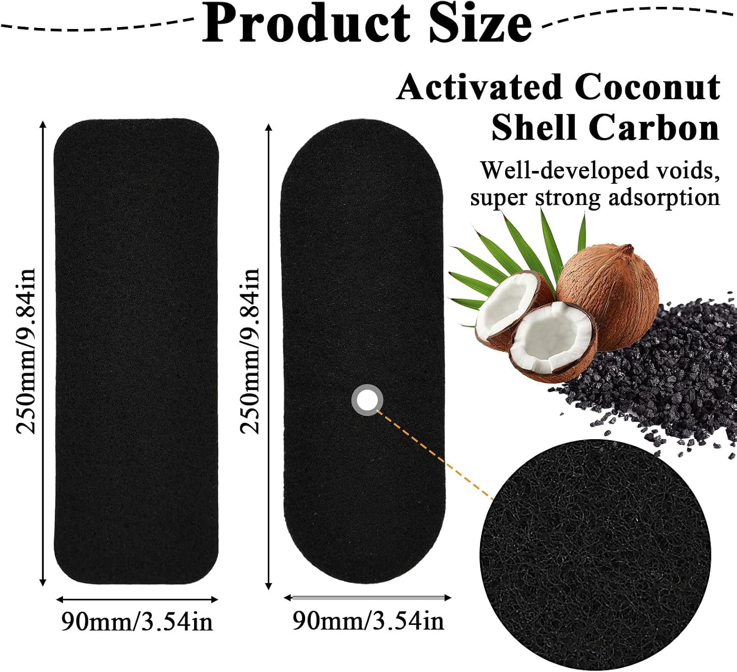 20 PCS Ceiling Fan Filters for Blades, Activated Coconut Carbon Fan Blade Air Purifier Pads, Easy-Stick Universal Air Filter for Home Office Common Household Contaminants