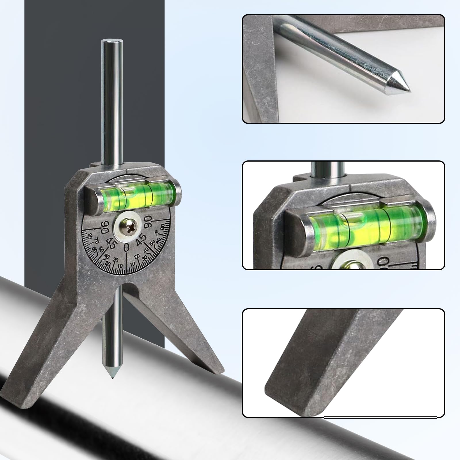 Herramienta De Centrado TuberíAs, Herramienta De Centrado De Marcado De Seguridad De TuberíAs Con Base En Y De 4 Pulgadas Con Nivel De Burbuja Ajustable Para MedicióN De TuberíAs