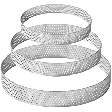 3Pcs Tart Rings, Diameter 10/15/20cm Microperforated Stainless Steel Baking Rings, Perforated for Tarts, Pastry, Cakes, Pizzas Muffins, Tart Molds for Baking