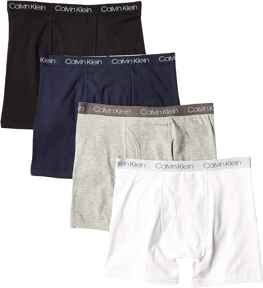 Calvin Klein Ropa interior para niño, paquete de cuatro calzoncillos tipo bóxer, paquete económico