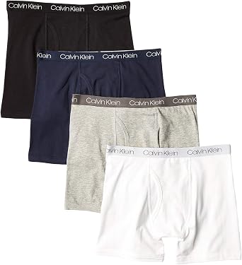 Calvin Klein Boys Modern Cotton Assorted Boxer Brief Underwear Multipack US X-Small, 4 Pack - Solid Color Pack