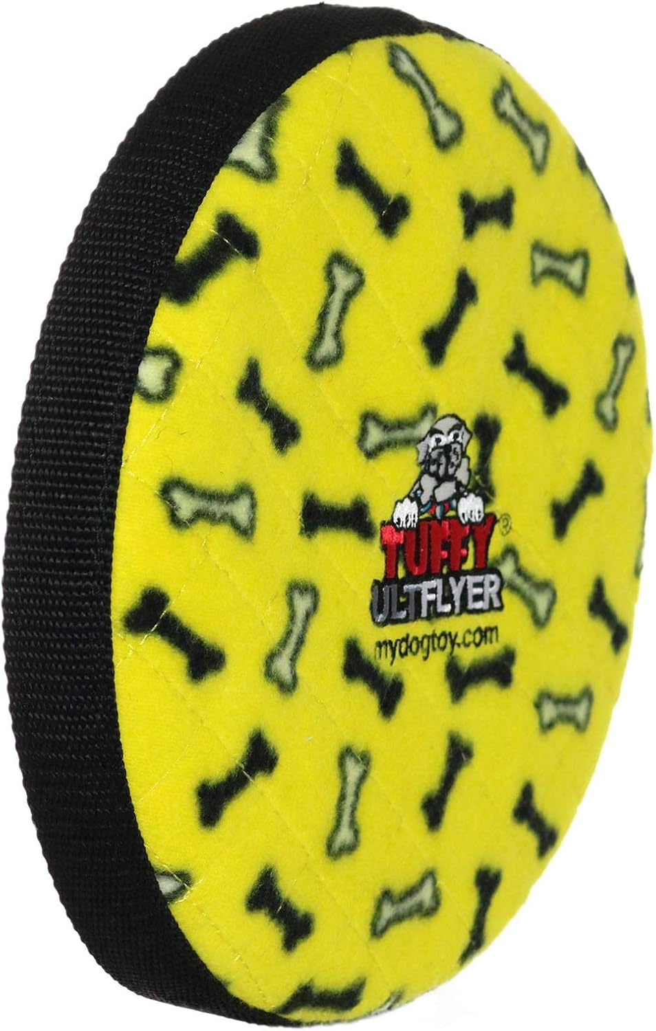 TUFFY -World's Tuffest Soft Dog Toy-Ultimate Flyer- Squeakers-Multiple Layers. Made Durable, Strong & Tough. Interactive Play (Tug, Toss & Fetch). Machine Washable and It Floats. (Yellow Bone 2 Pack)