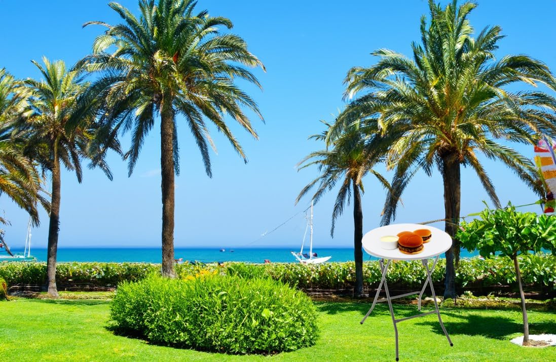 BTEXPERT 2 Foot Indoor Outdoor White Round Folding Table Commercial Portable for Backyard Patio Coffee Dining Wedding Party Event Home Kitchen Banquet Card