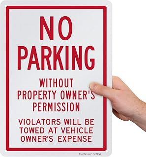 SmartSign No Parking without Property Owner's Permission Violators Towed at Vehicle Owner's Expense Sign, 10"x14", EG Reflective Aluminum, Rust-Free, Overlaminated for Protection, USA-Made