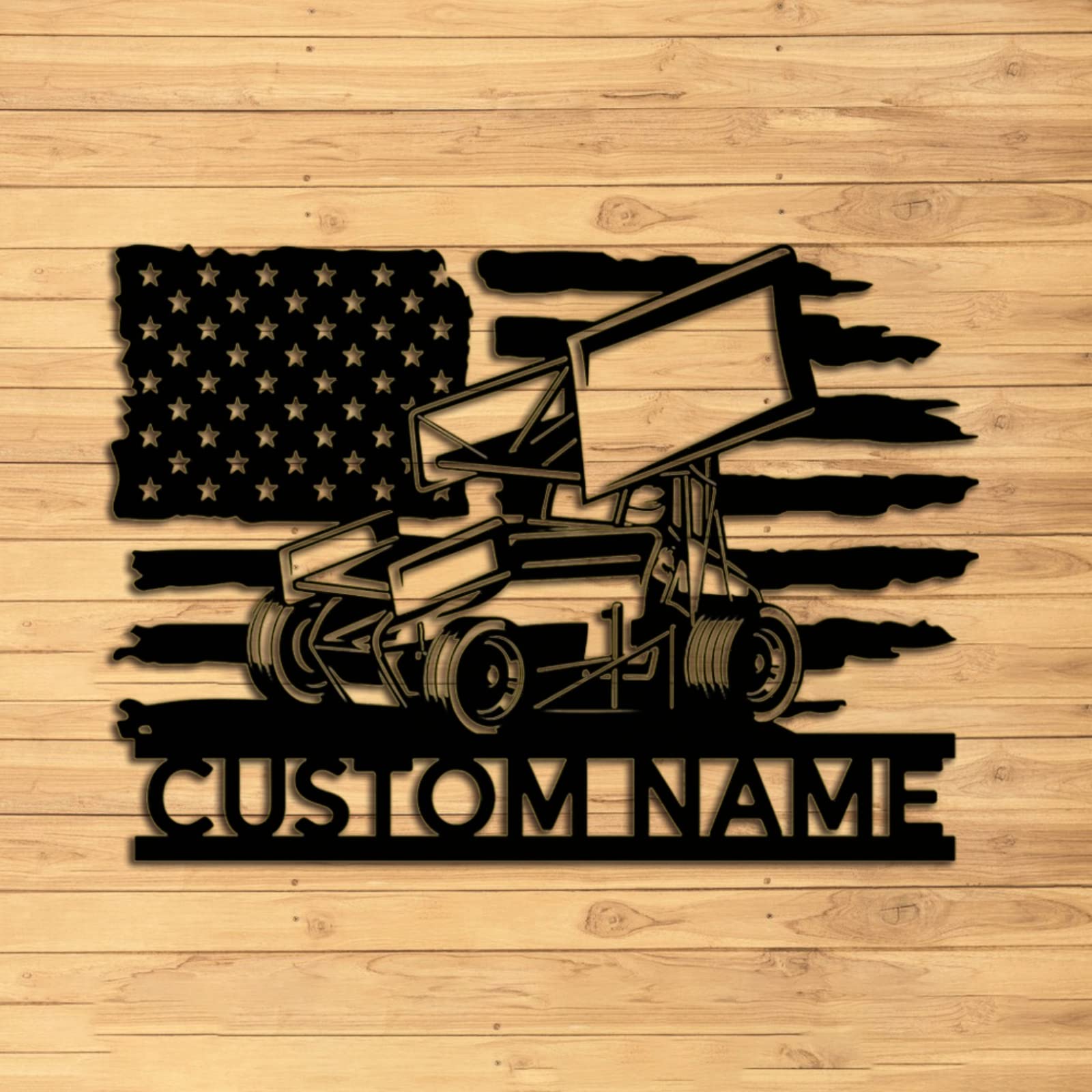 Custom Sprint Car Metal Wall Art - Personalized Sprint Car Wall Decor - Name Signs - Dad Gift - Home Decor