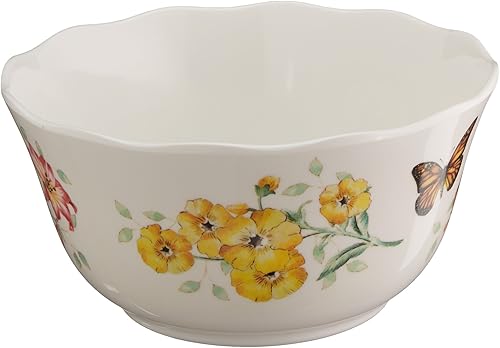 Miniatura 5 de Lenox Butterfly Meadow Juego de tazones de melamina de 4 piezas, 1.3 libras, color blanco.