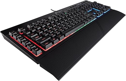 Corsair K55 RGB USB LED Backlit Keys Onboard Macro Recording Media Controls Gaming Keyboard with Wrist Rest Included (Multicolour)