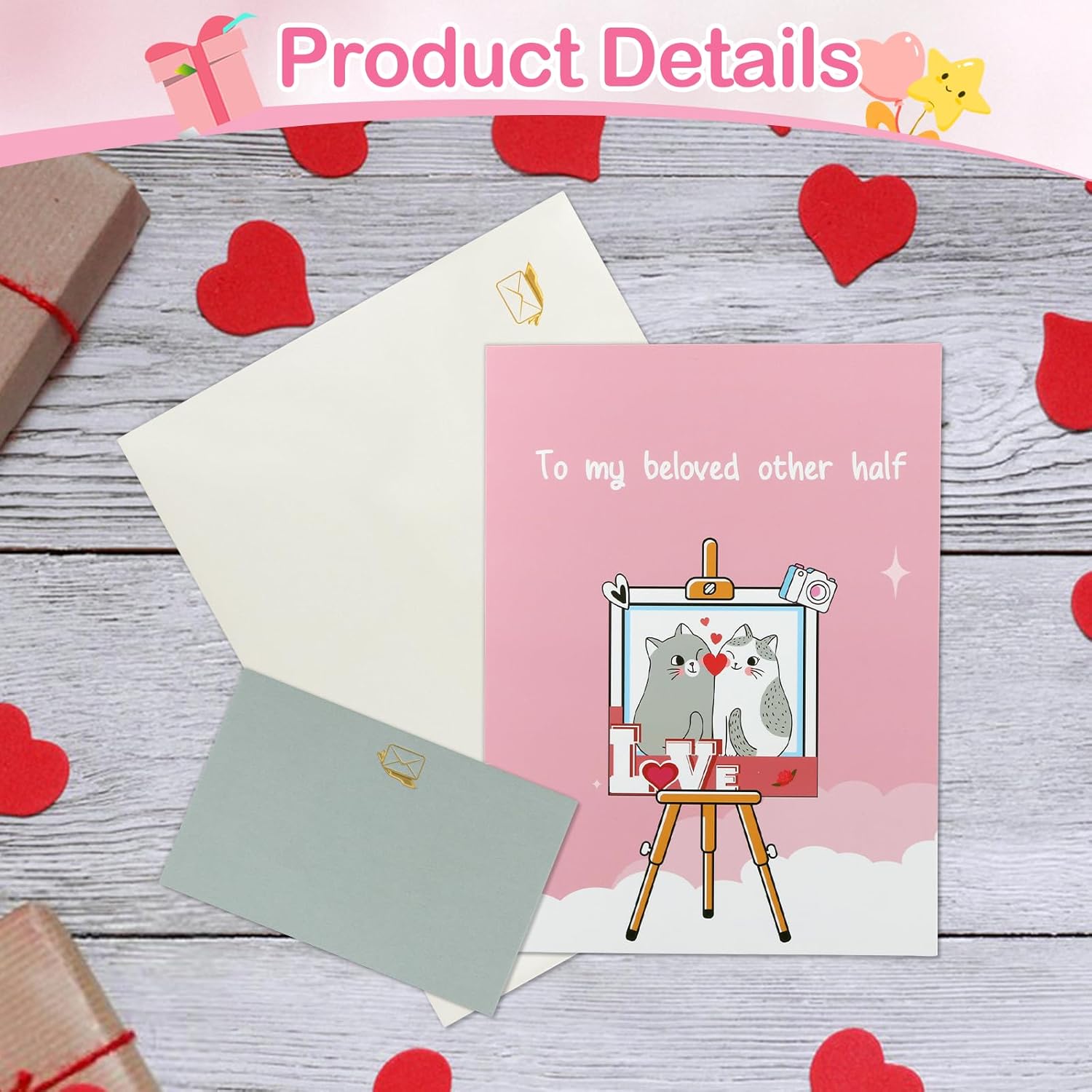 D4DREAM Cat Valentine Card - 6''x 8'' Pop Up Valentines Card with Envelope Romantic Love 3D Cat Anniversary Card for Couple, Valentine's Day Gifts for Husband Wife Boyfriend Girlfriend - Image 7