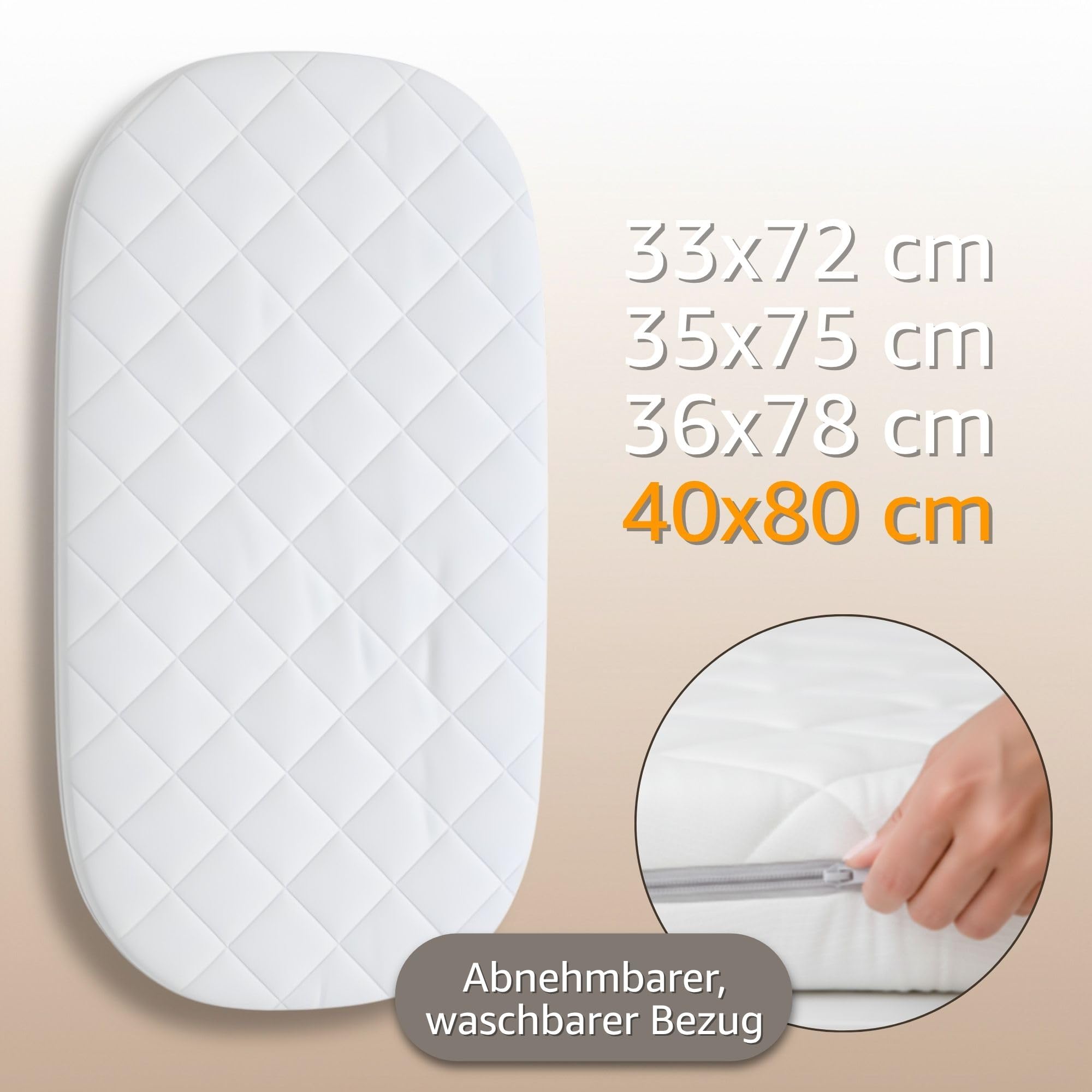 Materasso da culla BASIC - Ovale materassino bambini per navicella carrozzina passeggino e lettino neonato 40 x 80 Baby materassi antisudore Oeko-Tex