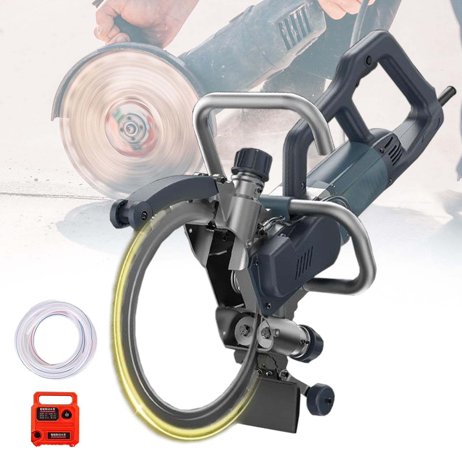 Sierra Eléctrica para Hormigón, Sierra de Disco Húmeda/Seca, 3000 RPM Corte, Profundidad de Corte de 270mm, Rozadora Pared, Corte Sin Polvo para Cortar Hormigón,9500W