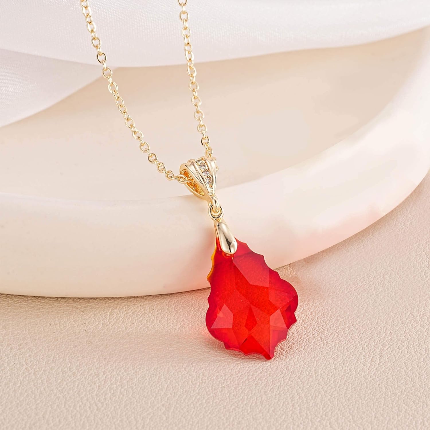 EVEVIC Austrian Crystals Baroque Pendant Necklace for Women 14K Gold Plated Hypoallergenic Jewelry Gift - Image 3