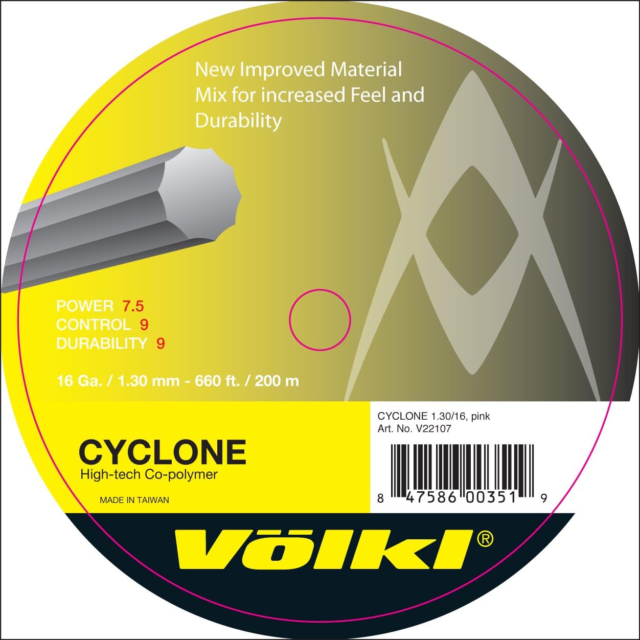 Volkl Cyclone Reel Pink Tennis String