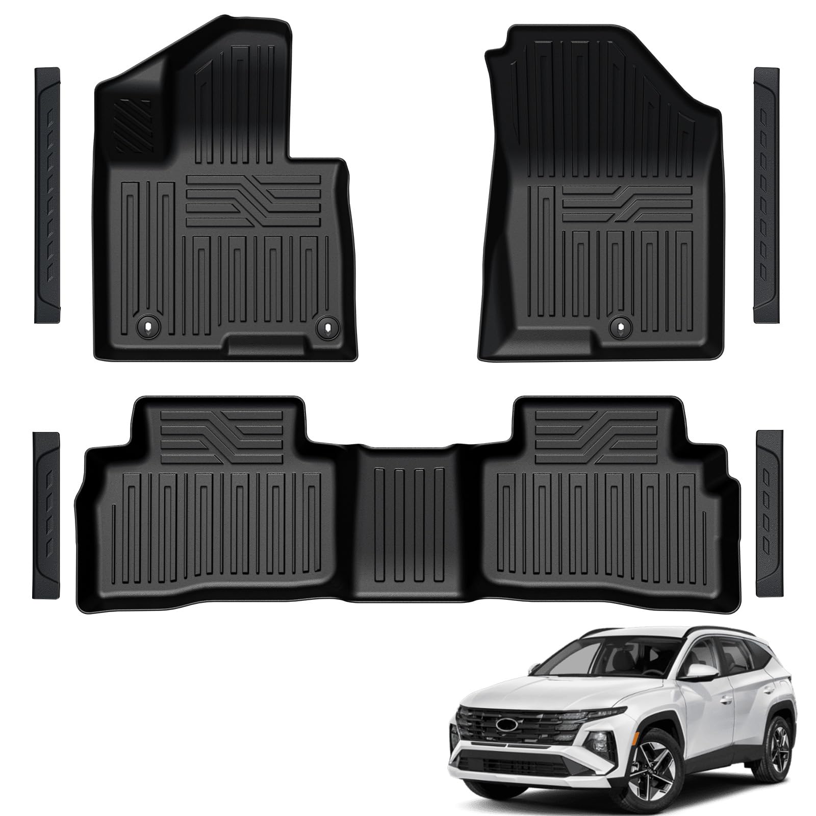 Floor Mats for 2022-2025 2026 Hyundai Tucson Hybrid (NOT for PHEV), TPE All Weather Durable Floor Liners Door Sill Guards for Hyundai Tucson 2022-2026 | For Hyundai Tucson Hybrid