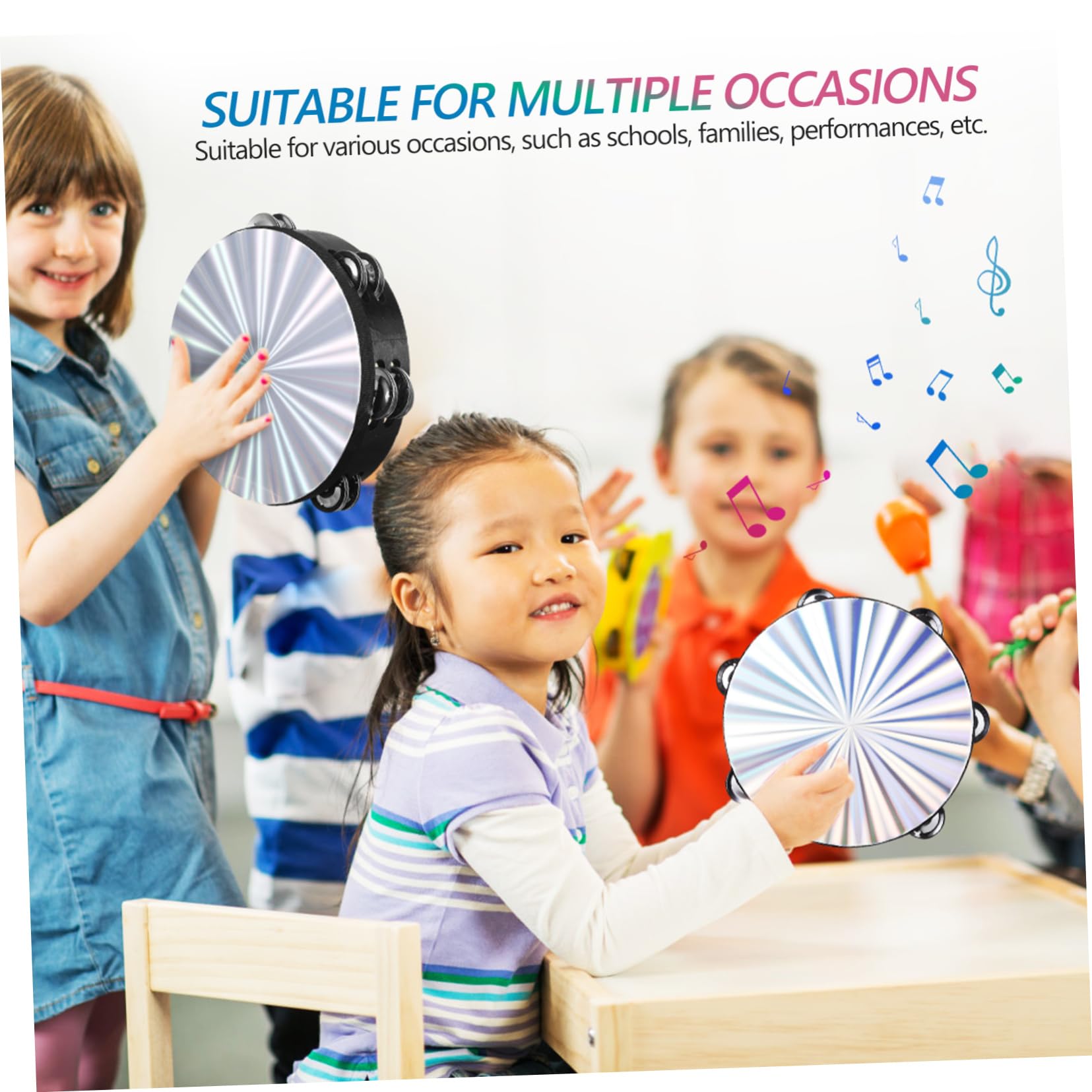 Totority Hand-operated Tambourine Double Rows for Church Boys and Girls Adults Stage Performances Made of Wood Stainless Steel