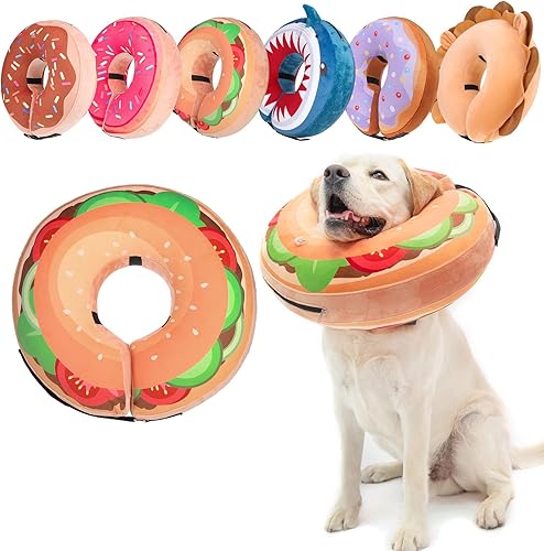BEAUTYZOO - Collar cónico inflable suave para perros y gatos, alternativa al cono para perros, collar de recuperación tipo donut para perros después