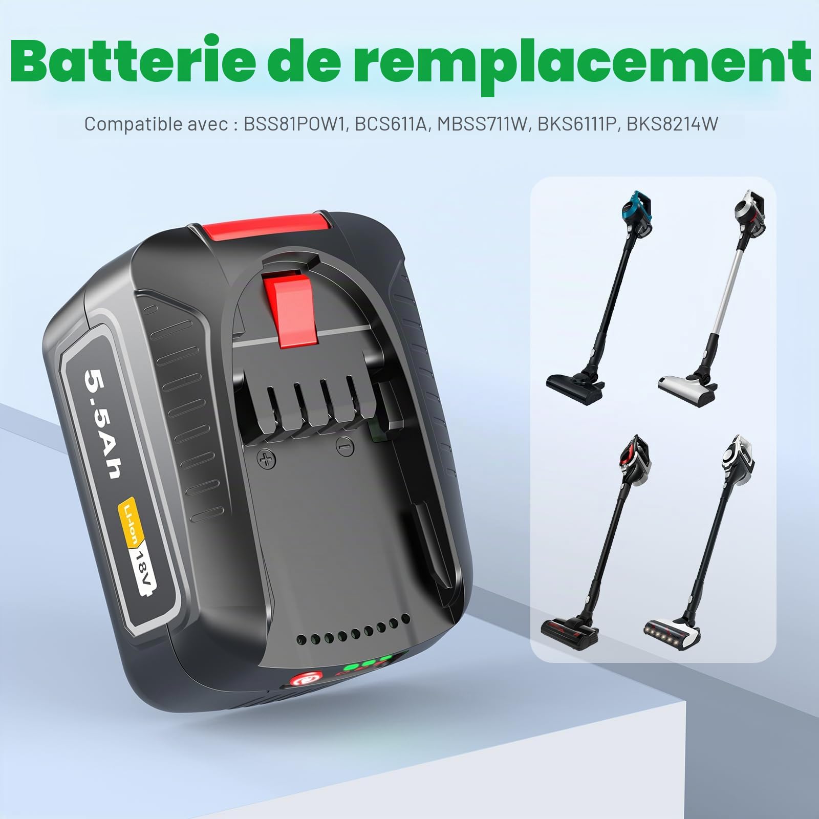 2 pièces 18 V 5500 mAh Batterie lithium-ion PBA compatible avec les outils électriques Bosch, PBA1860 Batterie de rechange Compatible avec les outils Bosch pour la maison et le jardin 18 V PBA