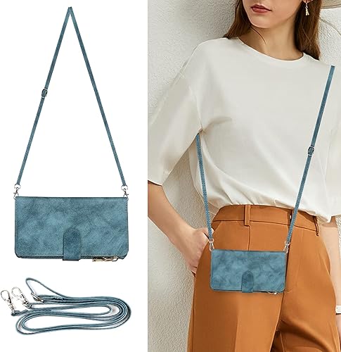 Miniatura 9 de Jaorty Funda compatible con iPhone 11 Pro Max, 9 ranuras para tarjetas, collar cruzado extraíble ajustable, correa para el hombro, funda magnética