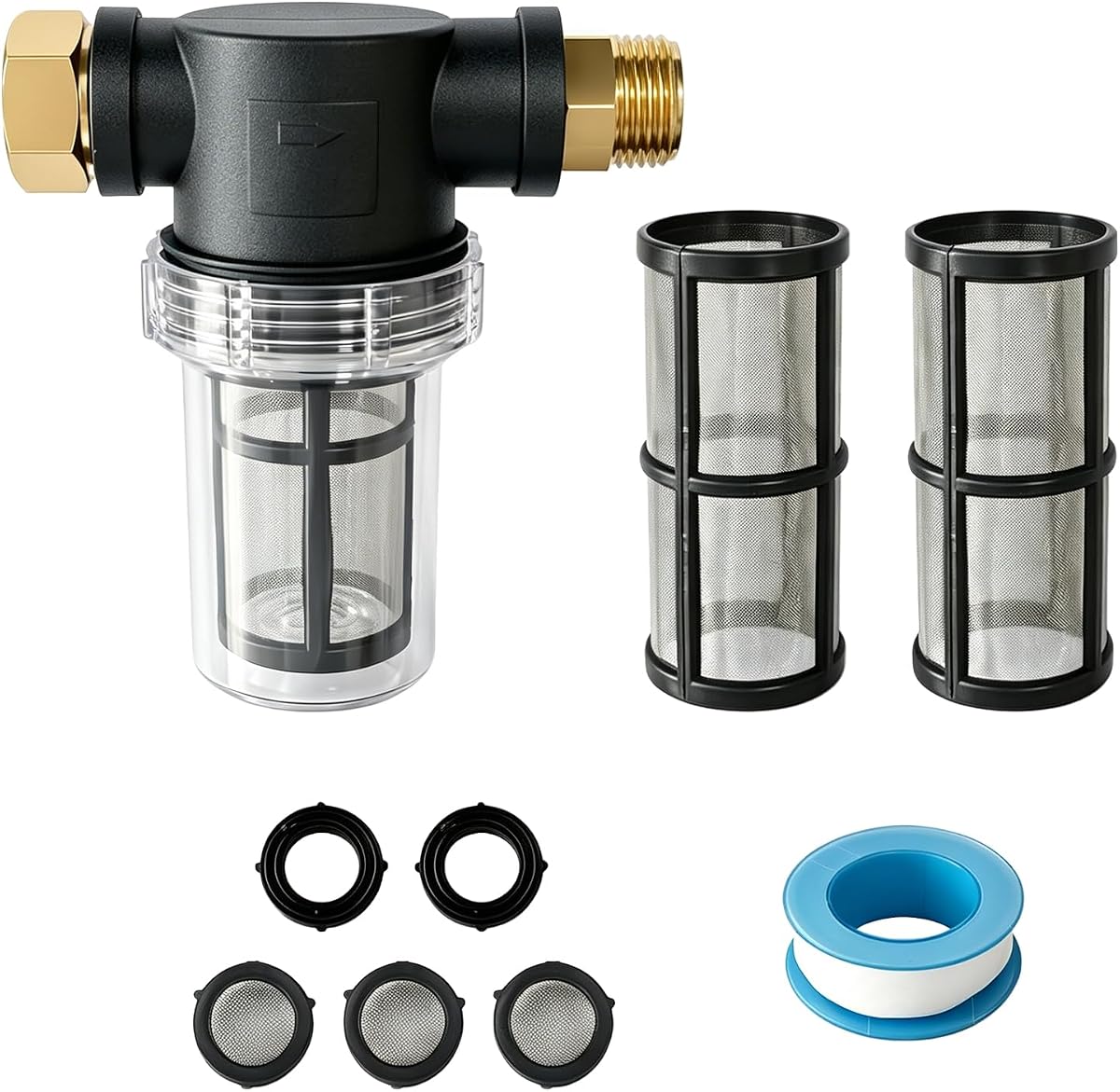 100 Mesh Water Pump Inlet Filter 3/4'' 2 pcs for Pumps & Washers | 3/4 Inch Interface, Reusable Stainless Steel Screen, For Pumps Pressure Washers RV Ship Garden